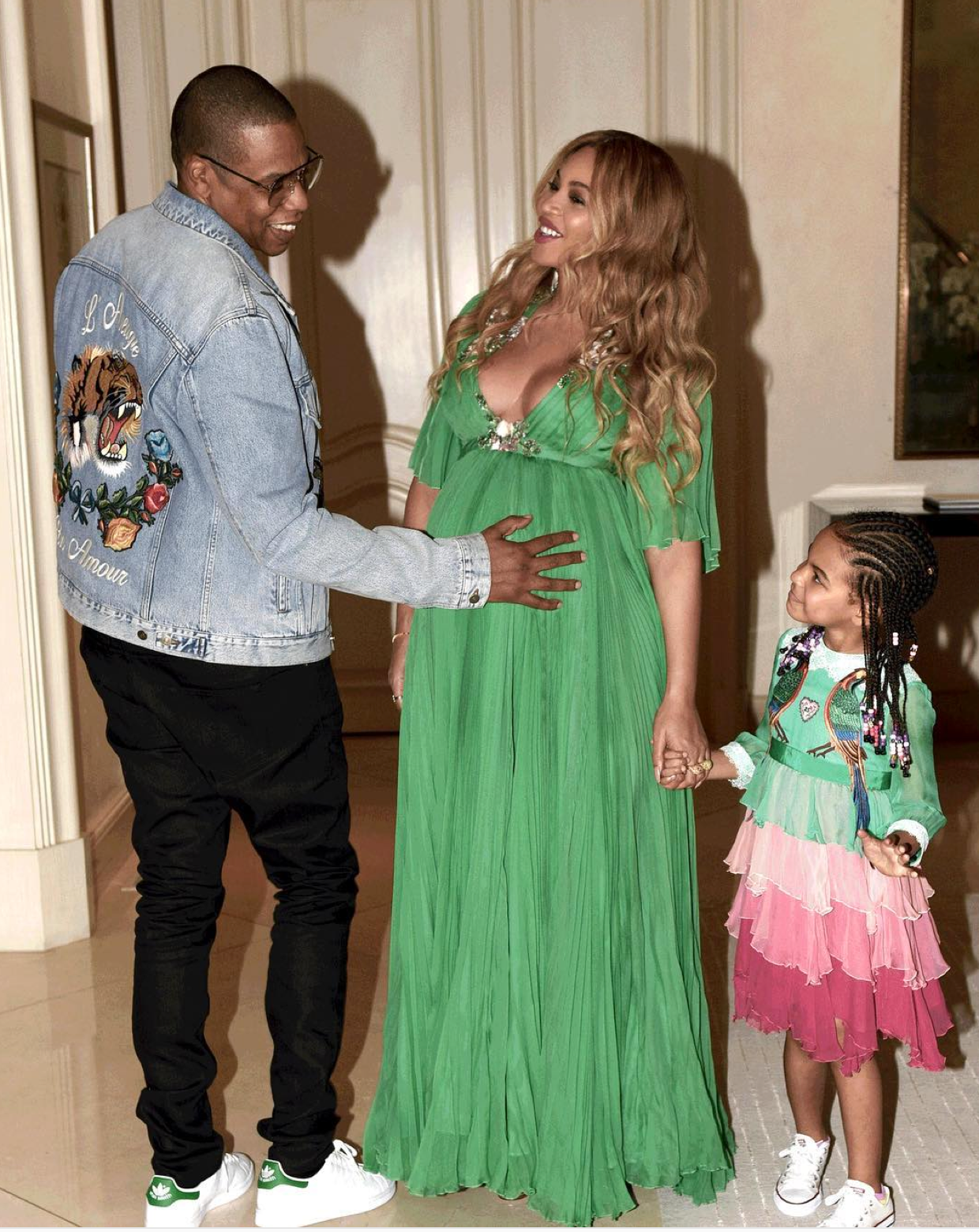 Adorable Overload: Beyoncé and Blue Ivy Wear Green Dresses for 'Beauty and the Beast' Premiere